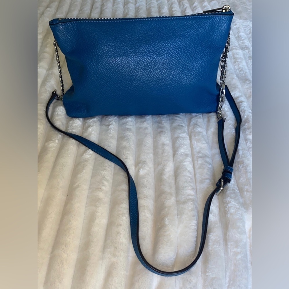 NWOT MICHAEL KORS JET SET STEEL BLUE SMOOTH PEBBLED LEATHER CROSSBODY 11.5Wx8.5L
